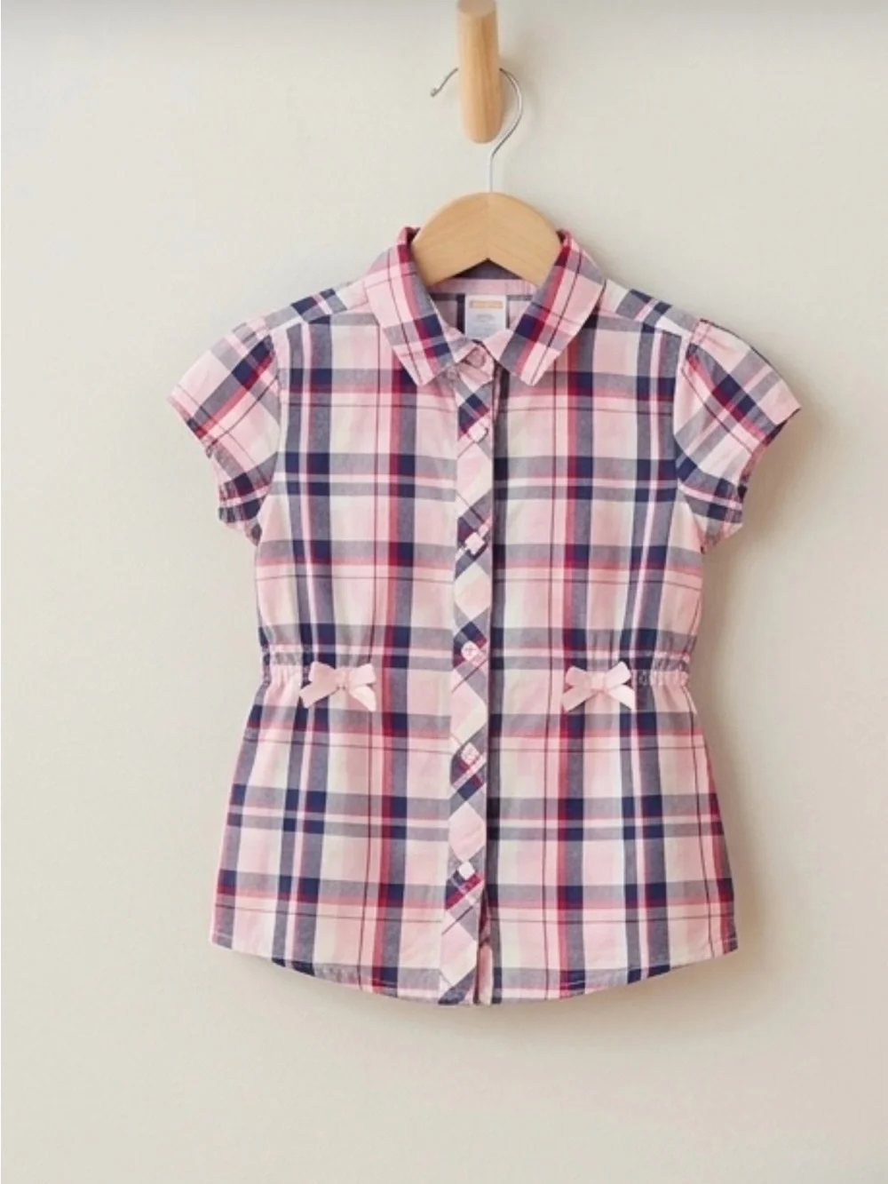 Gymboree Pink and Navy Plaid Button-Down Shirt